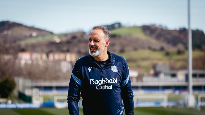 Rino Matarazzo en la sesión de esta tarde en Zubieta