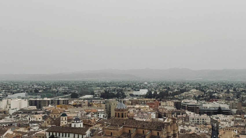 Panorámica del casco urbano de Lorca afectado por contaminación por intrusión de masas de polvo sahariano.