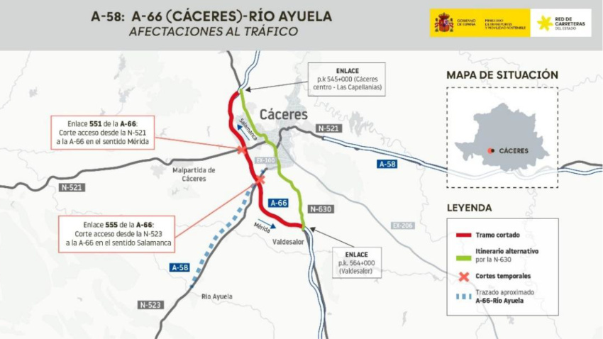 Croquis del itinerario alternativo