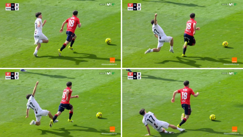 Jan Virgili derribó con una zancadilla a Raúl Moro y vio la tarjeta roja.