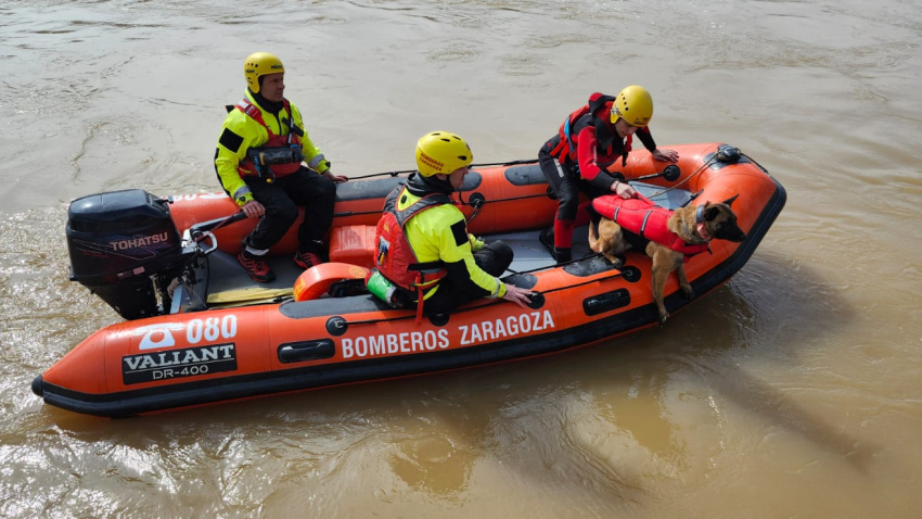 Los bomberos de Zaragoza también colaboran en las labores de rastreo.