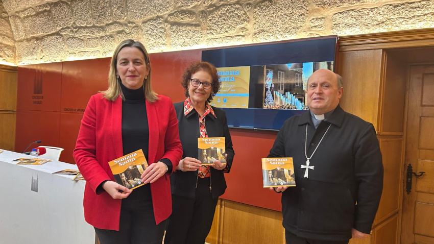 Miriam Louzao, Elena Bernárdez y Francisco José Prieto en la presentación del programa