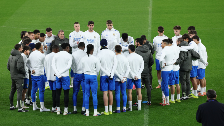 Los jugadores del Real Madrid en la sesión de entrenamiento