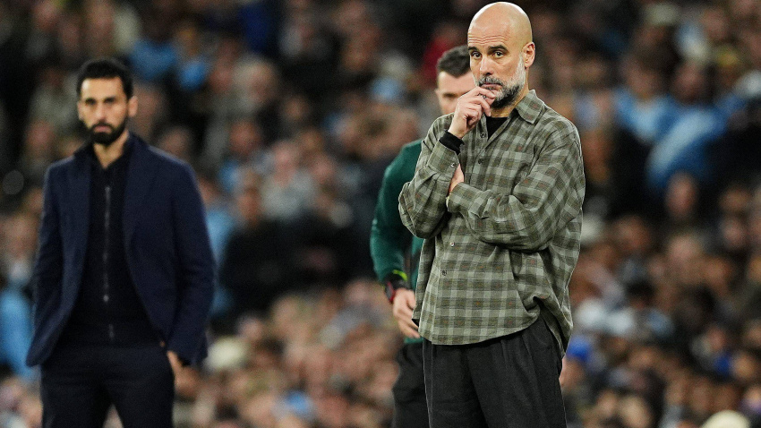 Guardiola, en el Manchester City - Real Madrid