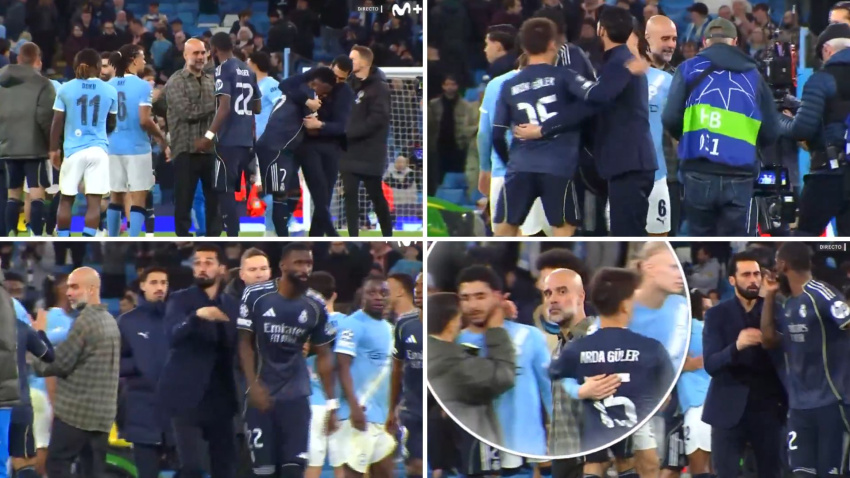 Así fue la secuencia entre Guardiola y Rüdiger tras el pitido final.