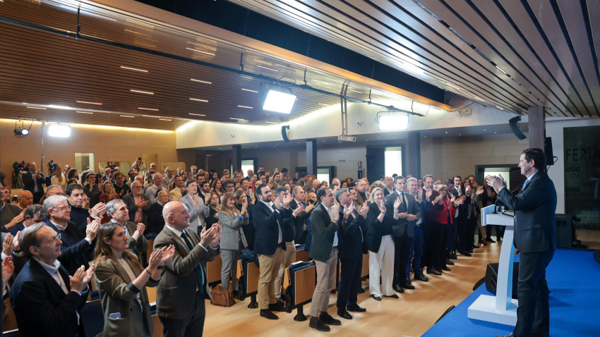 Alfonso Fernández Mañueco, candidato electo del PP de Castilla y León, durante su intervención en la Junta directiva autonómica del partido