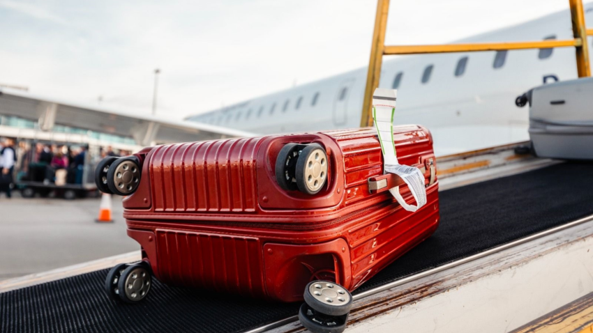 Maletas en una cinta en un aeropuerto