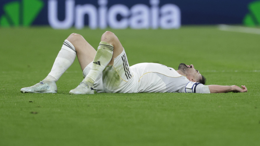 Carvajal, durante el Real Madrid - Atlético de Madrid