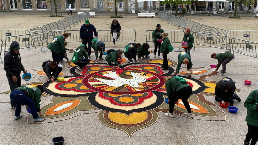 Preparación de una alfombra floral