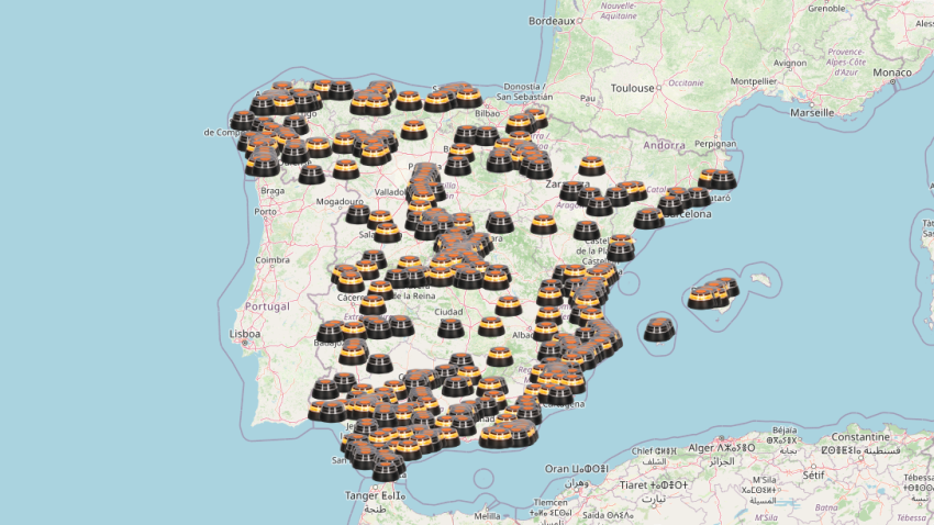 Situación de las balizas V16 activadas en tiempo real