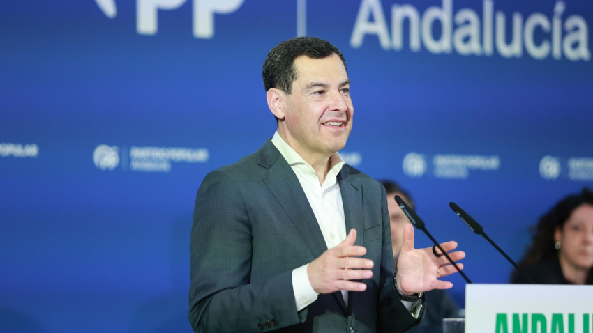 Juanma Moreno interviene en la reunión de la Junta Directiva Autonómica del PP en Sevilla. A 25 de marzo de 2026