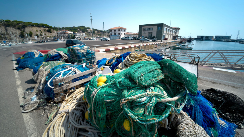 Redes de pesca en una imagen de archivo