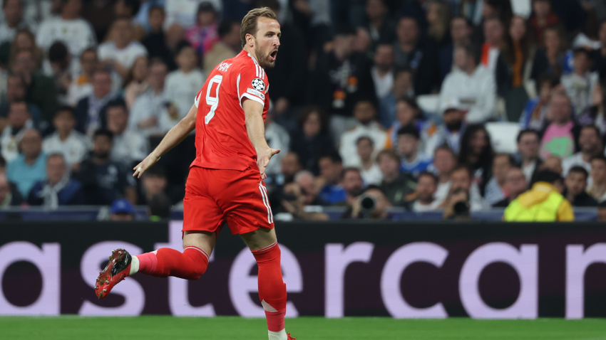 Kane celebra el segundo gol del Bayern en el Real Madrid - Bayern