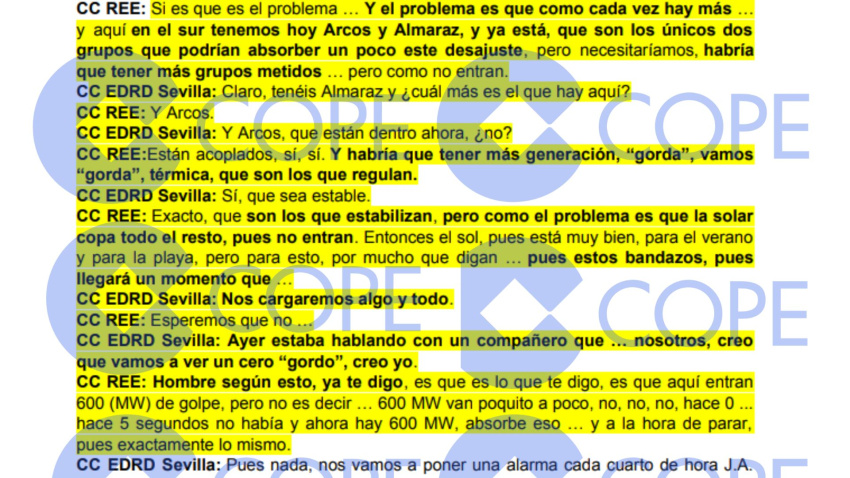 Fragmento de la conversación del 07/04/2025 a las  12:34 horas. Llamada saliente CC EDRD SEVILLA hacia CC REE