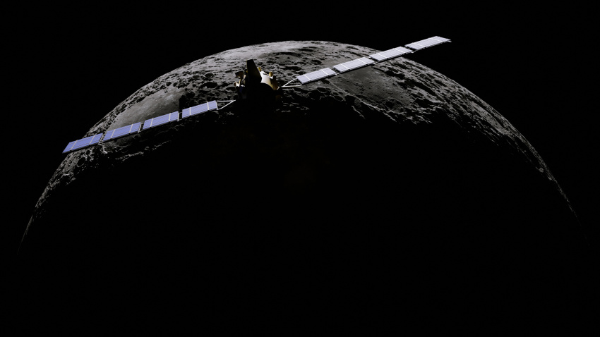 Satélites orbitando alrededor de la luna