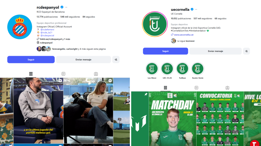 Seguidores instagram Espanyol y Cornellá
