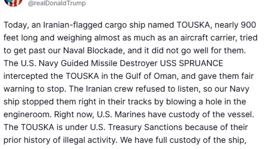 Mensaje de Trump en su red social