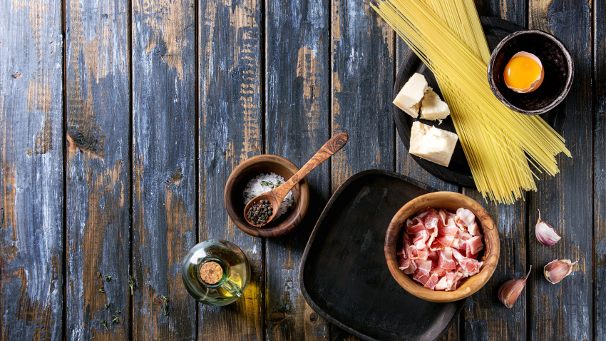 Ingredientes de los espaguetis a la carbonara