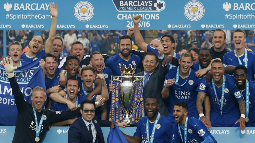 Los jugadores del Leicester celebran la conquista de la Premier League 2015/2016