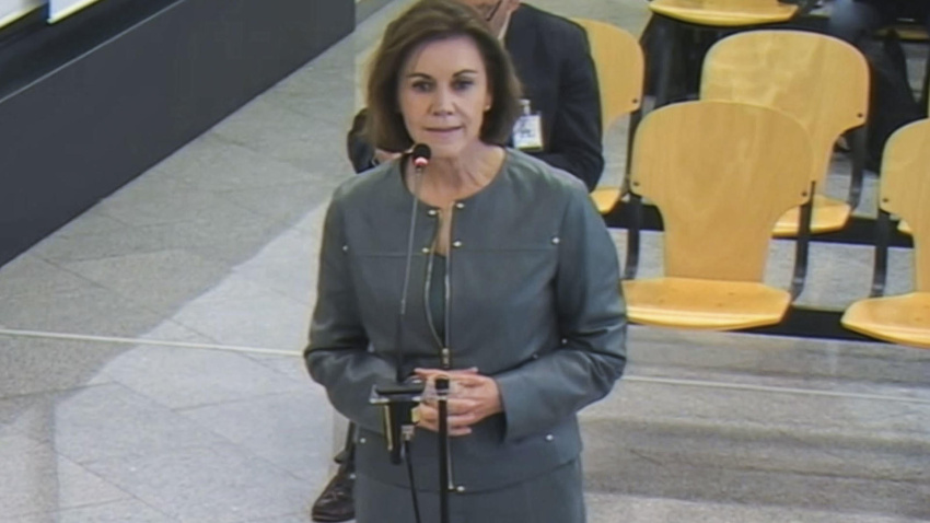 Captura del video de la señal de la Audiencia Nacional, de un momento de la declaración como testigo de la exsecretaria general del PP María Dolores de Cospedal  en la décima jornada del juicio Kitchen