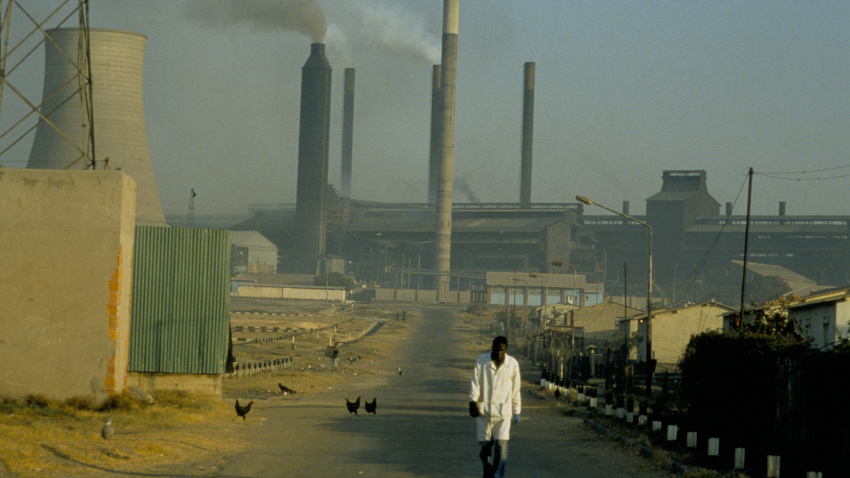Fundición de cobre en Kitwe, cinturón de cobre, Zambia.