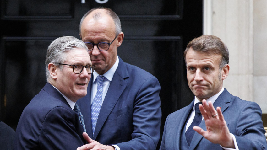 Keir Starmer, Friedrich Merz y Emmanuel Macron