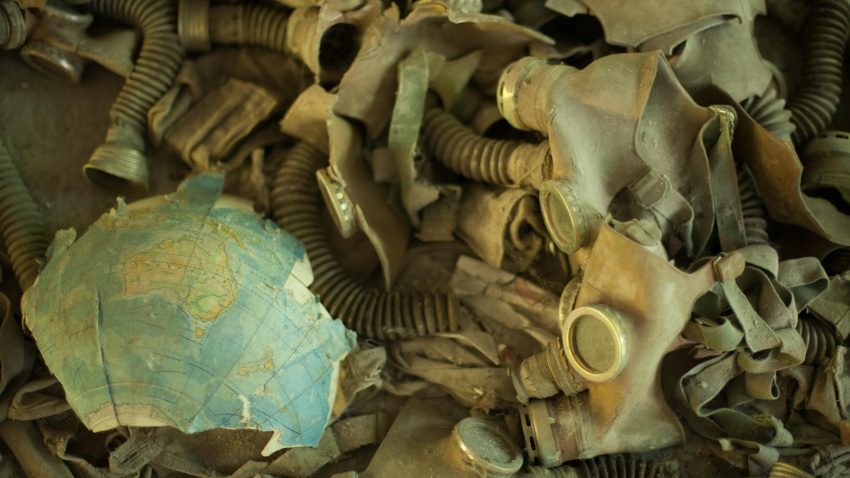 Máscaras antigás en una escuela de Pripyat, la ciudad vecina de Chernóbil.