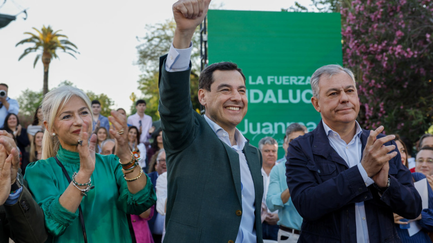 El candidato del PP a la reelección a la presidencia de la Junta de Andalucía Juanma Moreno