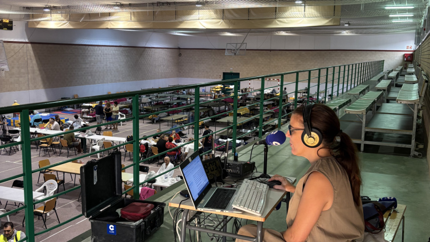 Beatriz Pérez Otín, desde el polideportivo de Villamanta (Madrid). Lugar en el que se acoge a desalojados por el incendio