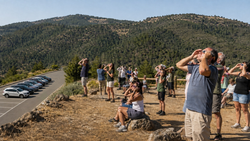 El eclipse fue seguido masivamenteREMITIDA / HANDOUT por COLEGIO DE INGENIEROS FORESTALESFotografía remitida a medios de comunicación exclusivamente para ilustrar la noticia a la que hace referencia la imagen, y citando la procedencia de la imagen en la firma13/8/2026
