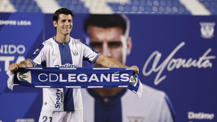 Álvaro Morata, durante su presentación con el CD Leganés.