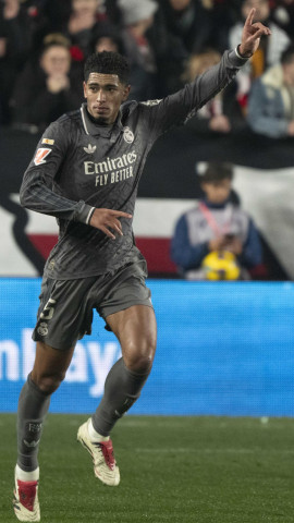 Bellingham celebra el 2-2 del Real Madrid contra el Rayo.