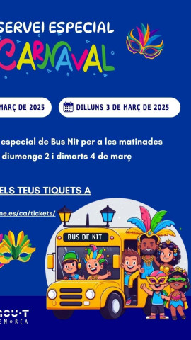 Bus Nit para la festividad de Carnaval en Ferreries y Alaior
