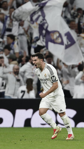 Brahim celebra el gol en el Real Madrid 2 - Atlético de Madrid 1