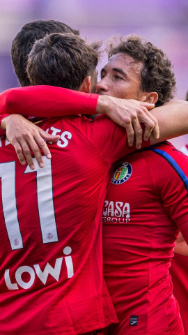 Terrats celebra el 0-2 del Getafe contra el Real Valladolid