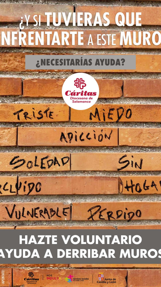 Cartel muro voluntariado Cáritas