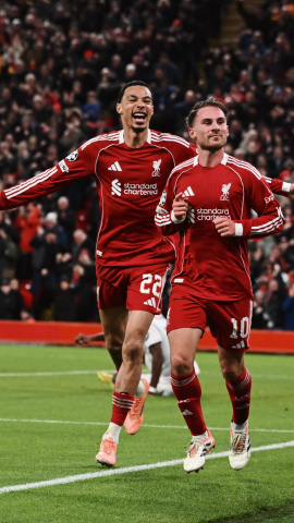Mac Allister celebra su gol en el Liverpool - Real Madrid