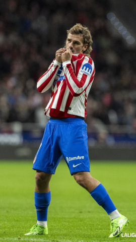 Griezmann celebra su gol en el Atlético-Levante