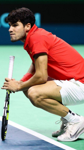 Carlos Alcaraz, en un partido de la Copa Davis