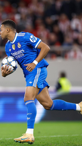 Mbappé celebra el primer gol del Real Madrid al Olympiacos (@RealMadrid)
