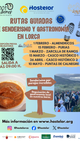 Cartel rutas deportivas y gastronómicas organizadas por Ayuntamiento de Lorca y Hostelor