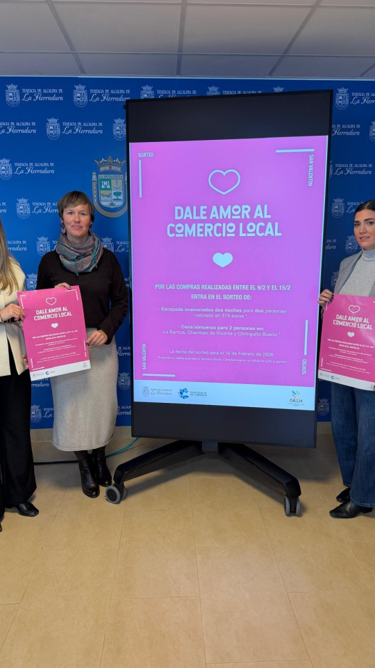 “Dale amor al comercio”: la campaña de San Valentín que anima a comprar en La Herradura con grandes premios