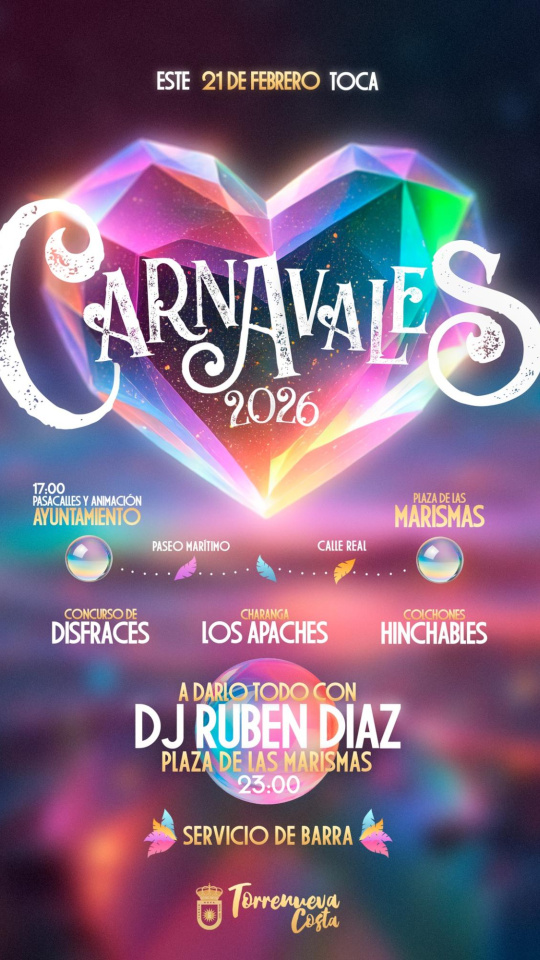 Torrenueva Costa se prepara para su Carnaval 2026 con desfiles, concursos y fiesta hasta la madrugada