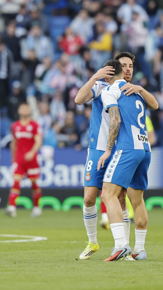 Los jugadores del Espanyol celebran su gol frente al Getafe