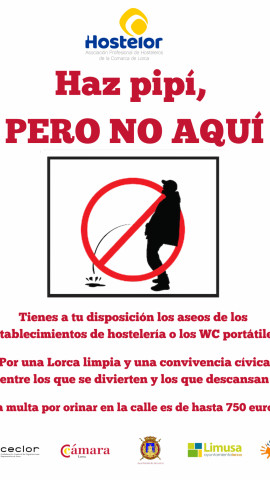 Cartel de la campaña "Haz pipí, pero no aquí" de HOSTELOR