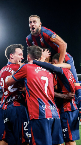 Celebración azulgrana de uno de los goles ante el Cádiz