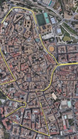 Plano de Huesca con las afecciones