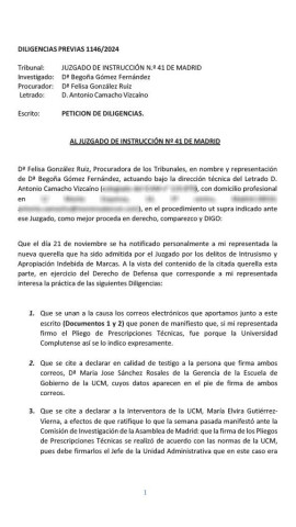 Los correos que Begoña Gómez aporta al juez y que evidencian que la asesora de Moncloa participó en gestiones de la UCM