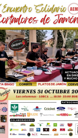 Cartel de las jornadas solidarias de corte de jamón a favor de AEMA3