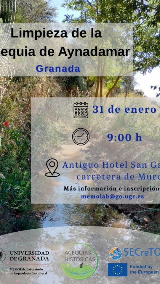 MEMOLab UGR convoca voluntarios para la limpieza de la acequia de Aynadamar este sábado 31 de enero